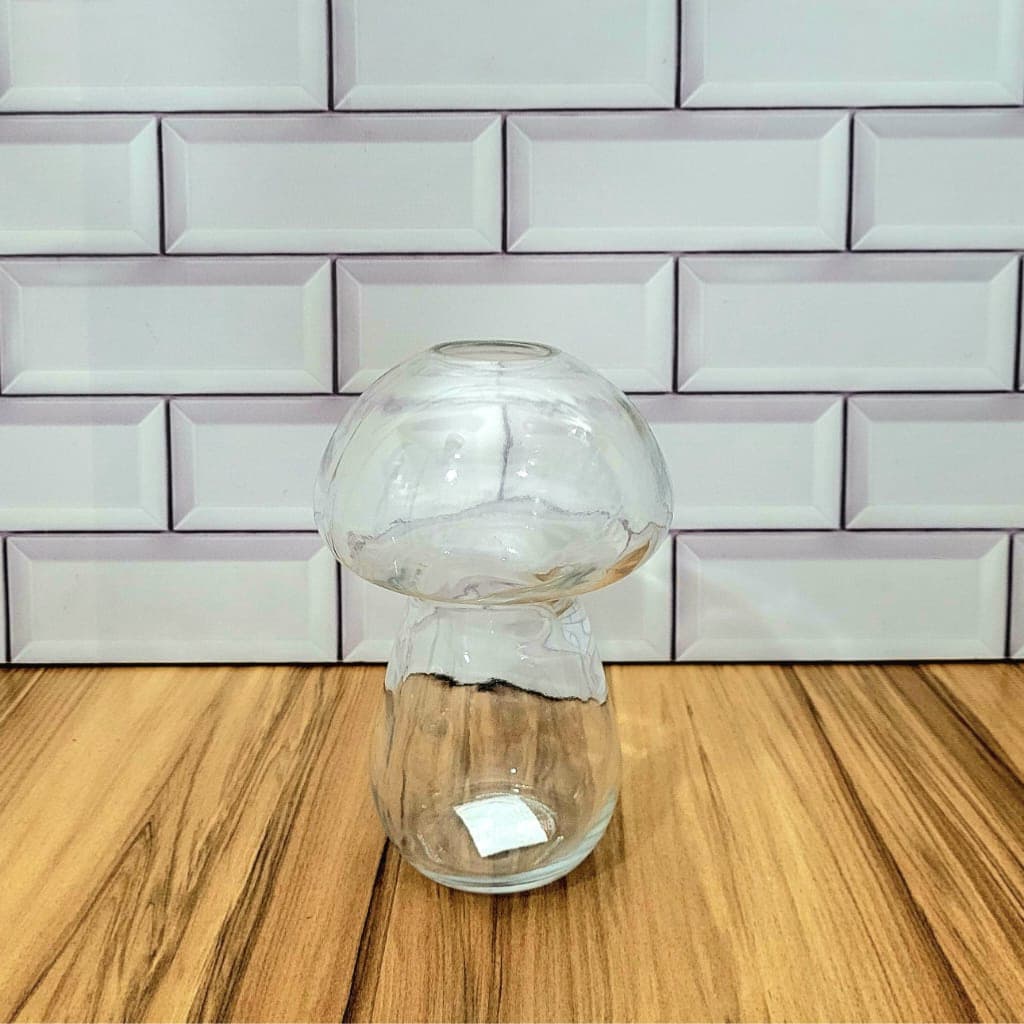 Vaso Cogumelo Vidro Para Flores E Plantas 17cm Decorativo