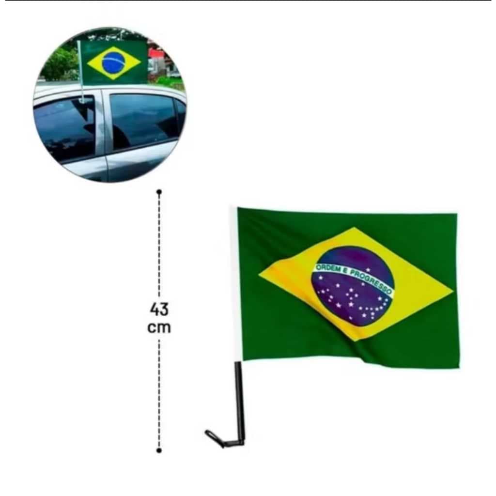 bandeira de tecido com haste para vidro de carro 30x40
