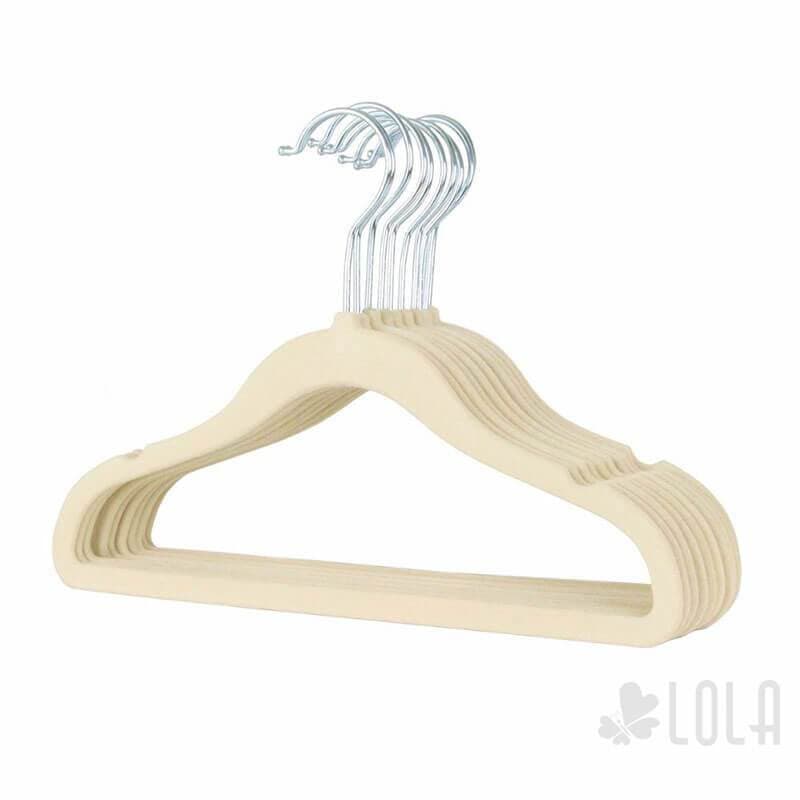Cabide de Veludo Infantil 30cm Bege 10 pecas
