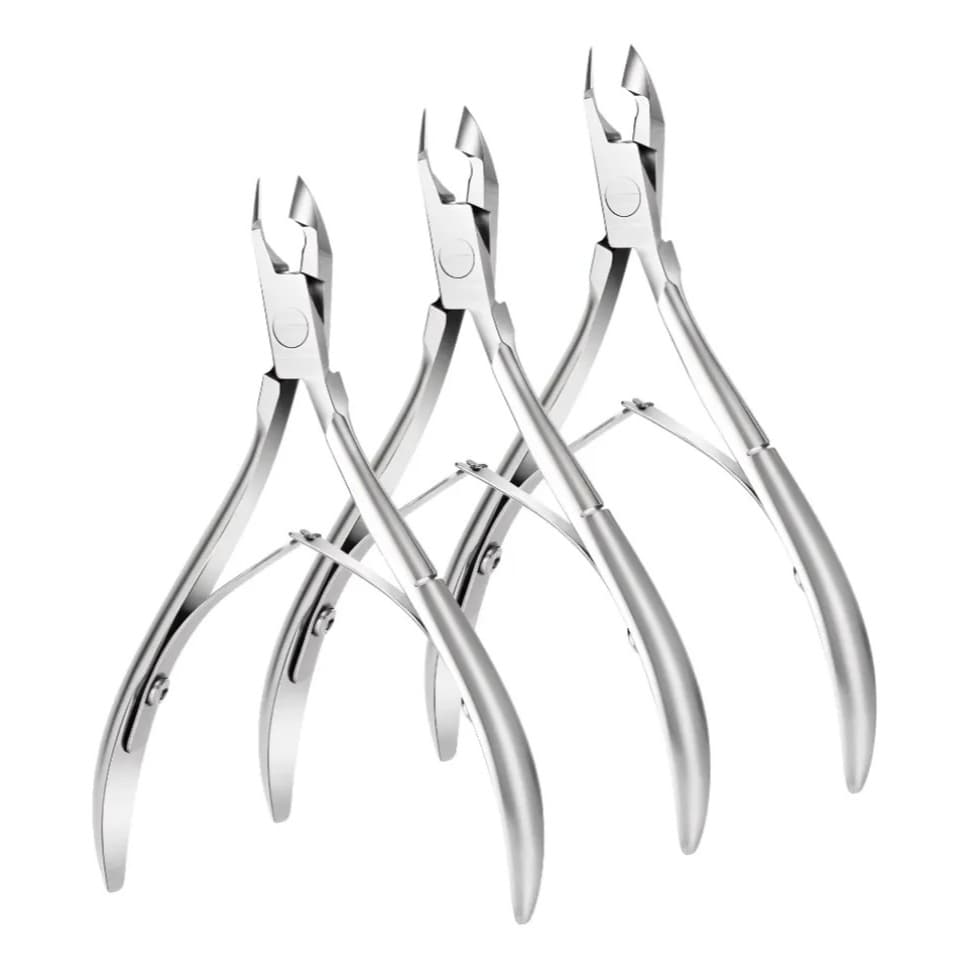 Kit 3 Alicate  Unha Removedor, Cortador Cutícula P/ Manicure  C/Mola Dupla Afiado em Aço Inox