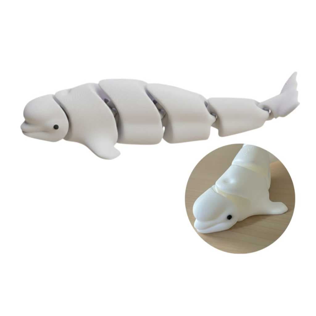 Decoração Baleia-beluga Articulada em Impressão 3D