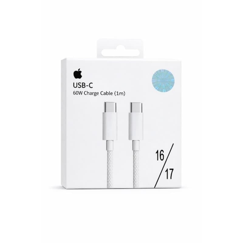 Cabo USB-C 60W 1m – Carregamento Rápido iPhone 15/16/17, iPad e MacBook