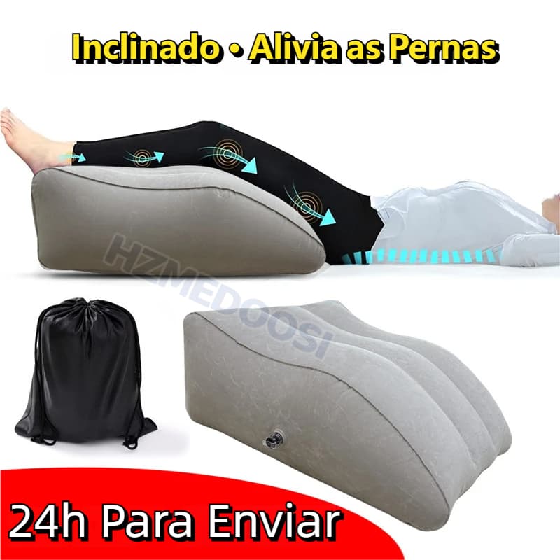 Almofada Inflável de Apoio para Pés e Pernas - Cunha Elevada Portátil, Dobrável com Bolsa de Armazenamento Inclusa