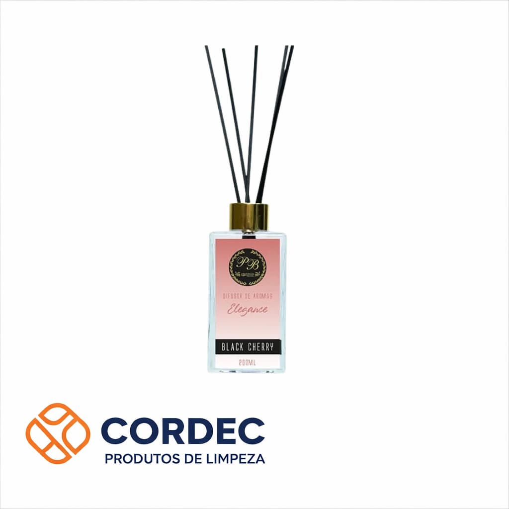 Difusor de Aromas 200ml Black Cherry Elegance Aromatizador de Ambiente com Varetas Luxo Alta Fixação Perfumaria Brasil