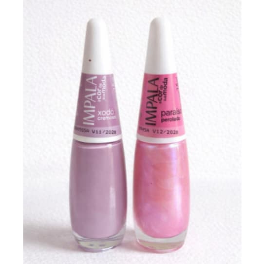 Kit 2 Esmaltes Impala Xodó + Paraíso 8ml Cremosos Brilho Intenso