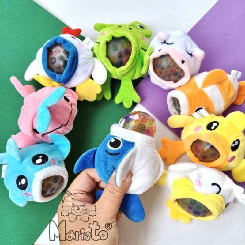 Kit 2 Mini Brinquedos Bichinho de Pelúcia de Apertar Sensorial Squishy