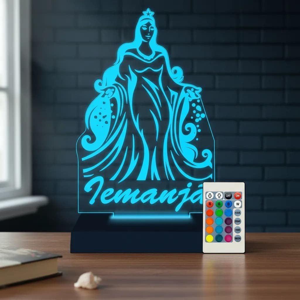 Luminária Led 3D Abajur | Iemanja Umbanda Candomble 2 Presente Criativo Decoração