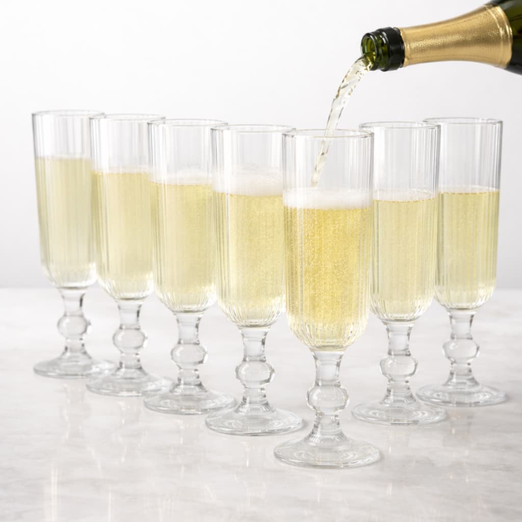 Jogo 6 Taças Champagne para evento Versalhes Gold 170ml Luxo Vidro Espumante Festa mesa posta Casamento. Decoração mesa.