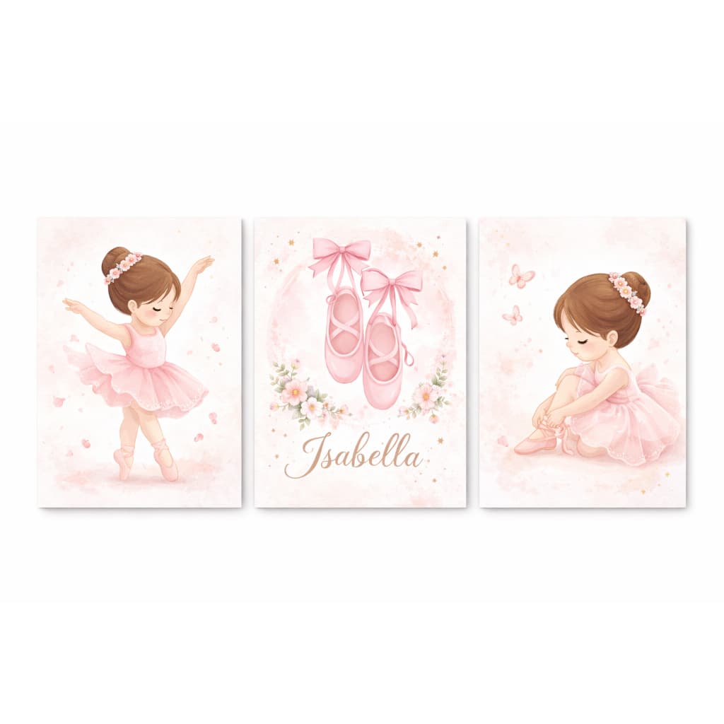 Quadro Decorativo bailarina sapato menina 3p decoração delicada nome personalizado