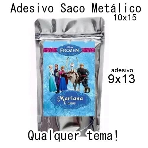 Adesivos  para Saquinho Metalizado ZipLock - TODOS OS TEMAS