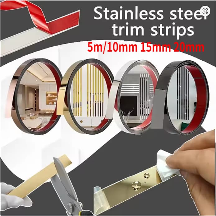Fita metalizada para decoracao de Pvc 10mm/15mm/20mm/30mm azulejo decorativoCom Dupla face com 5 Metros