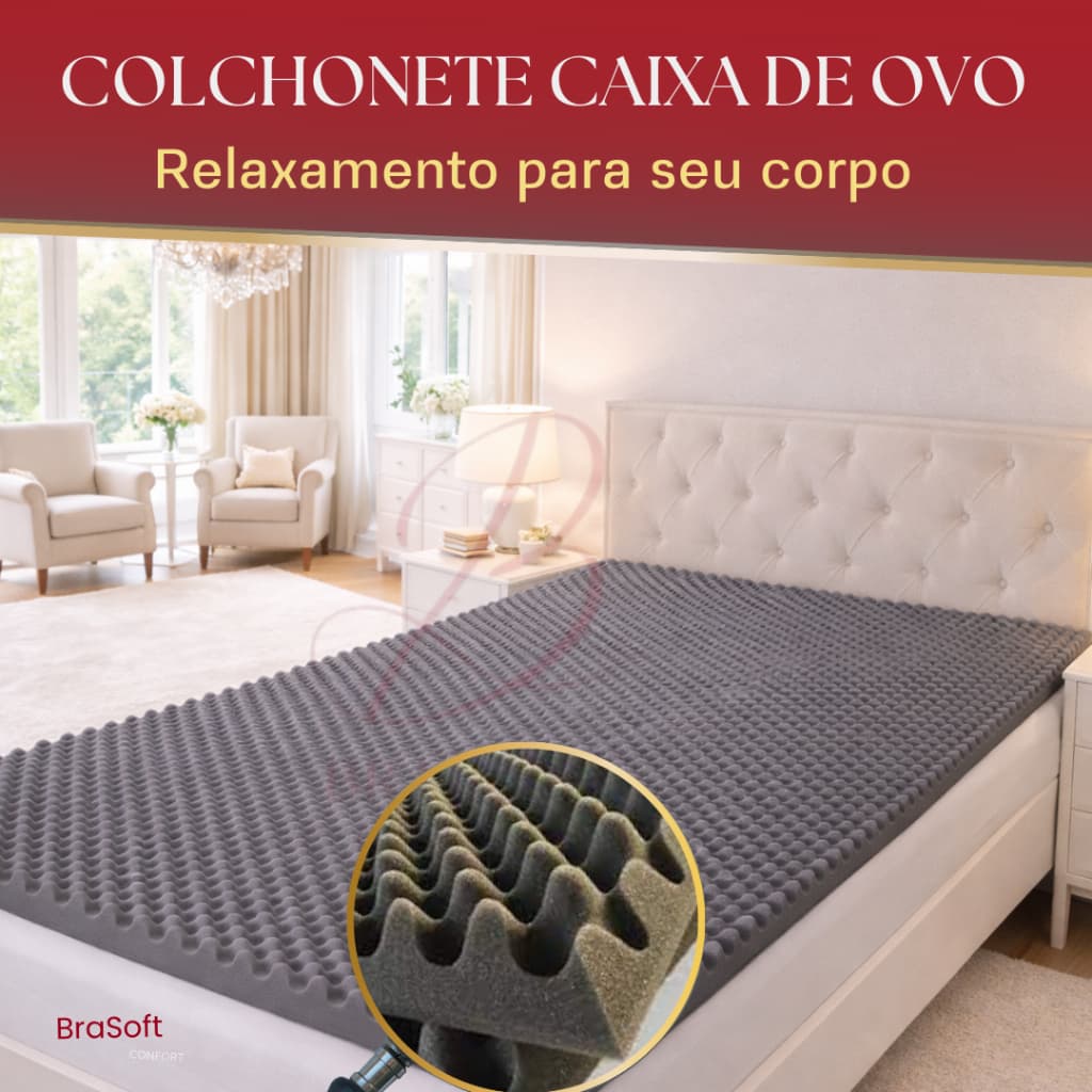 Colchonete Caixa de Ovo Espuma Massageador Gera momento de alívio e conforto.