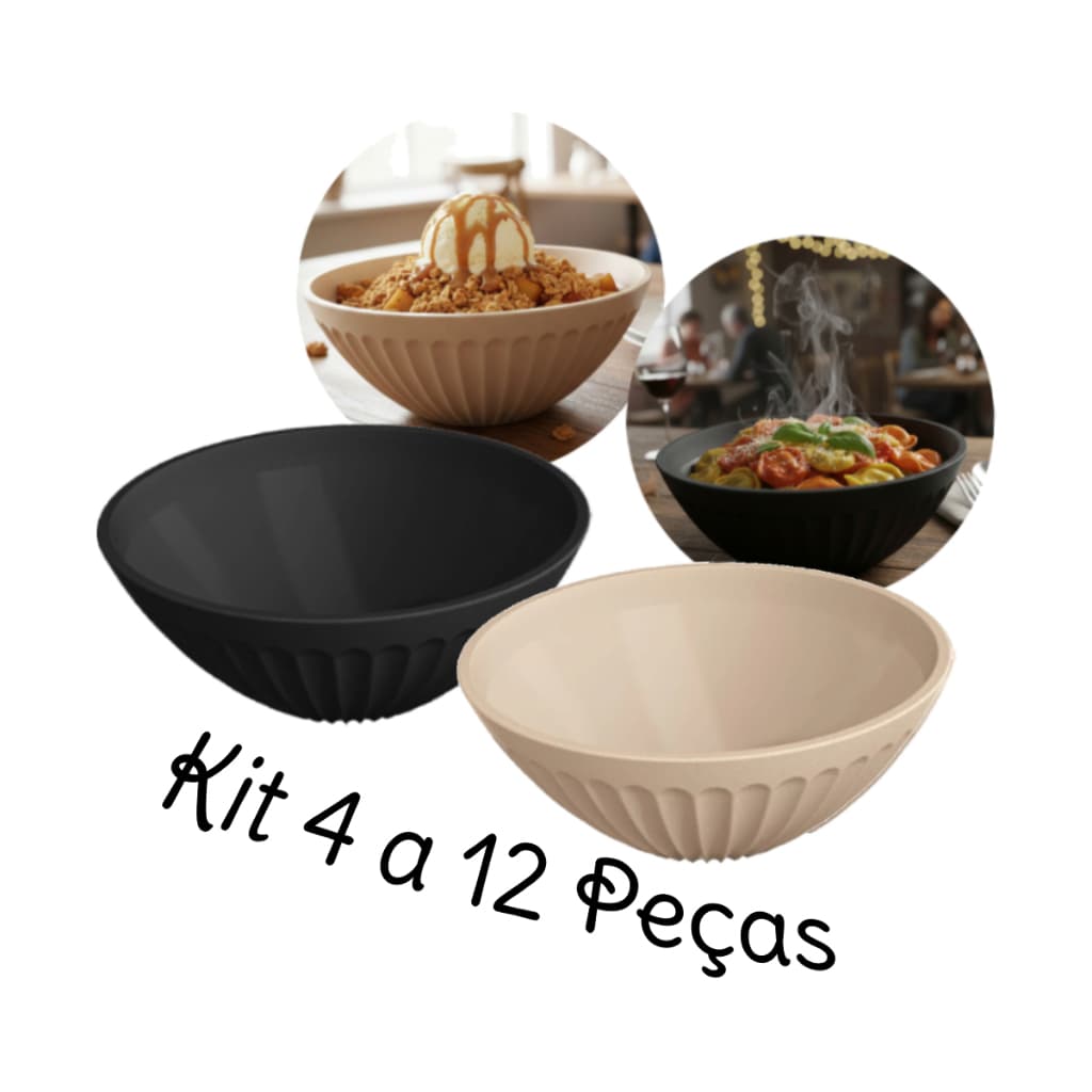 Kit Tigela Cumbuca 400mL Plástico Resistente Multiuso