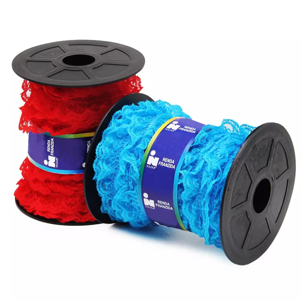 Fita Renda de Nylon Franzida 21mm Najar Babadinho Festa Junina Decoração Artesanato