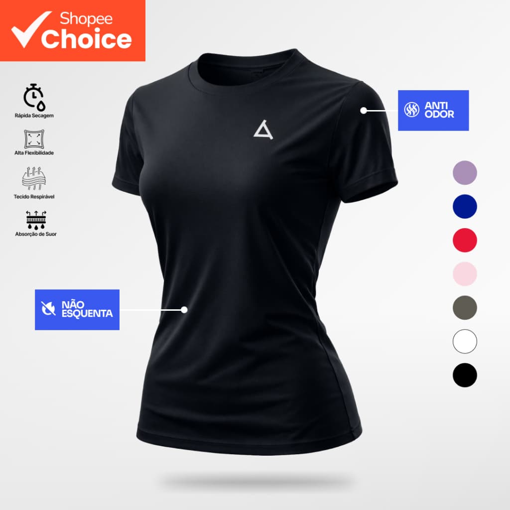 Camiseta Feminina Dry Fit Blusas Camisas Para Academia UV 50+