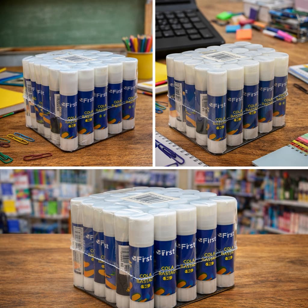Cola Bastão 9g Display Original 24Un Cola branca em bastão Escolar Papelaria Artesanato Estoque 🖍️📚