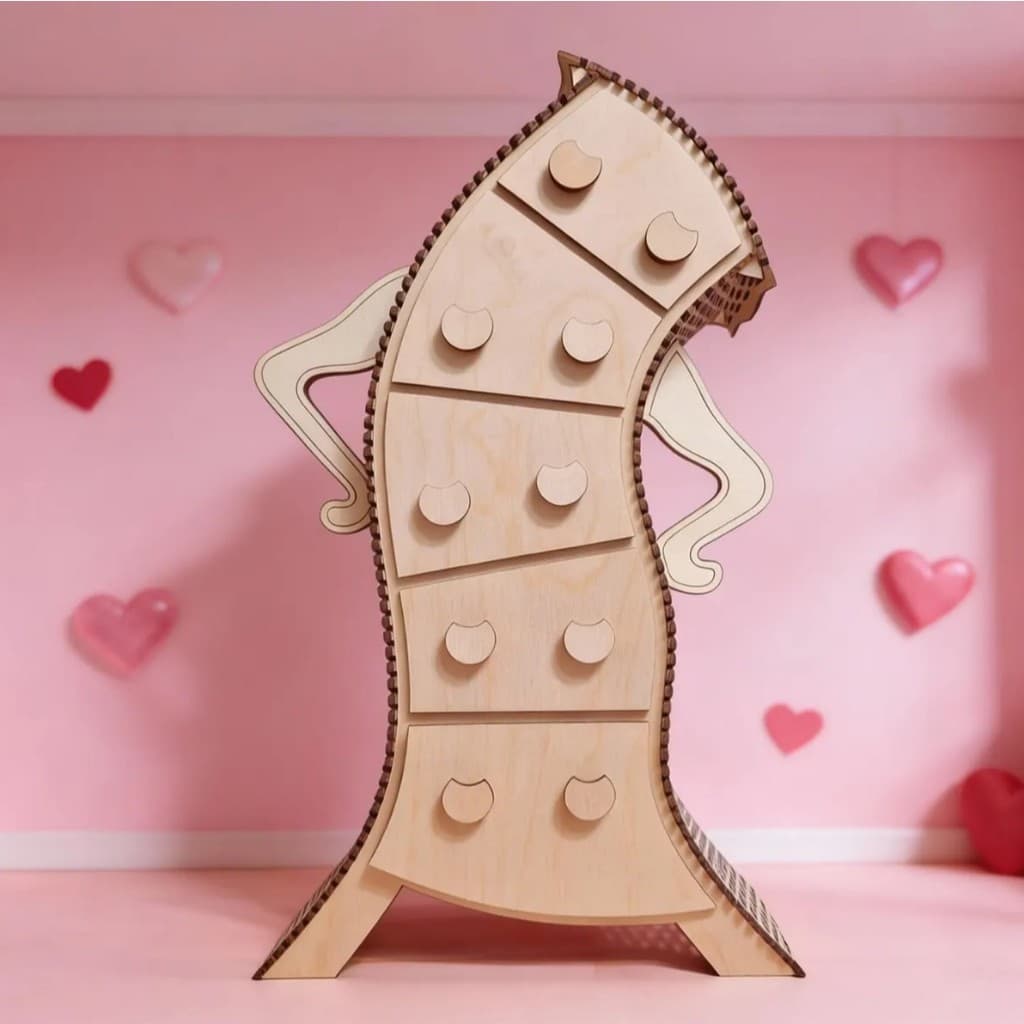Porta Jóias Vivo Organizador em Gavetas em MDF Cru 38x22x9cm
