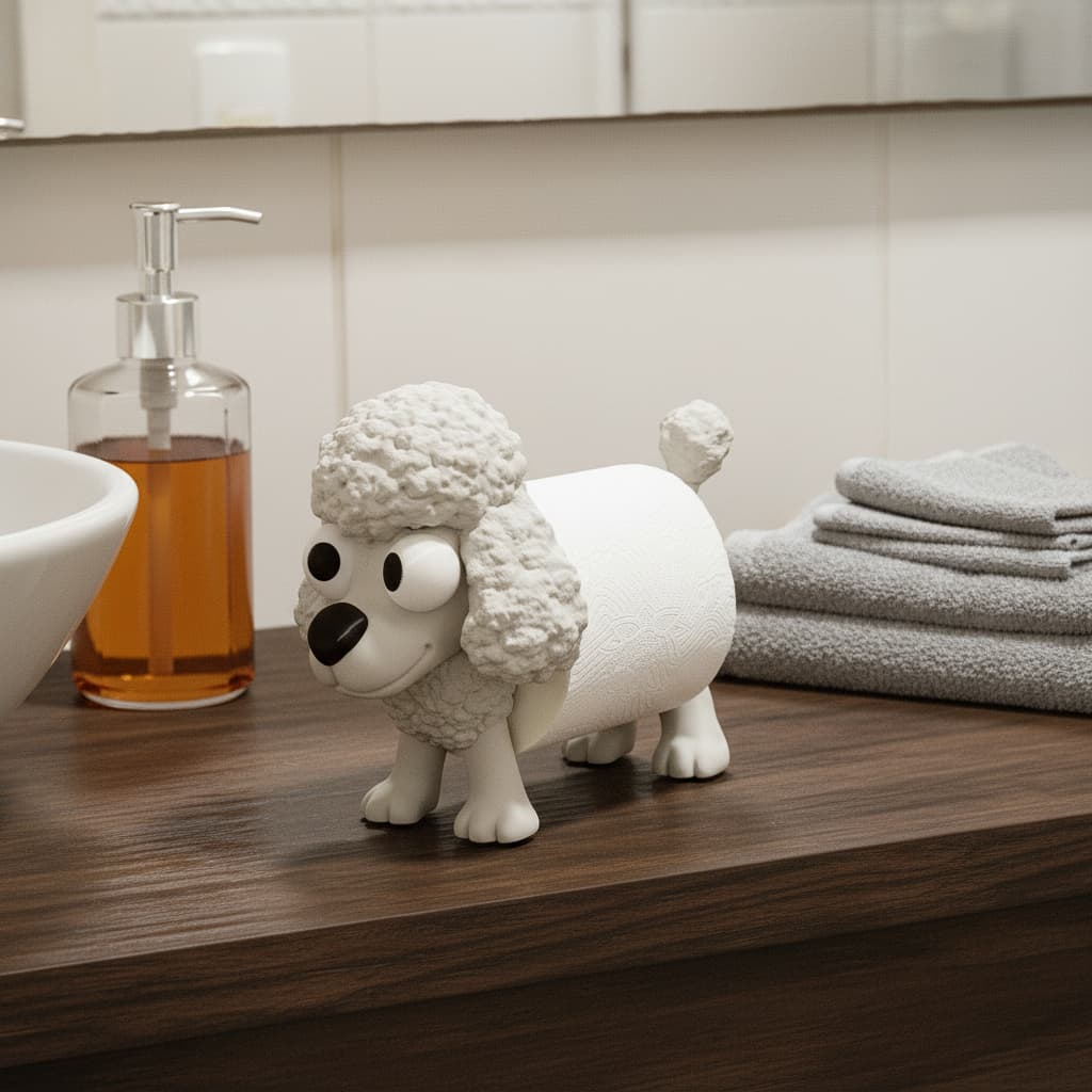 Suporte para papel higienico Cachorro Poodle fofo decorativo banheiro