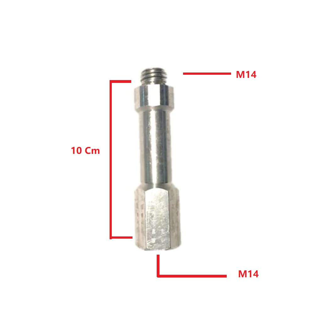 Prolongador alumínio 10cm M14 x M14