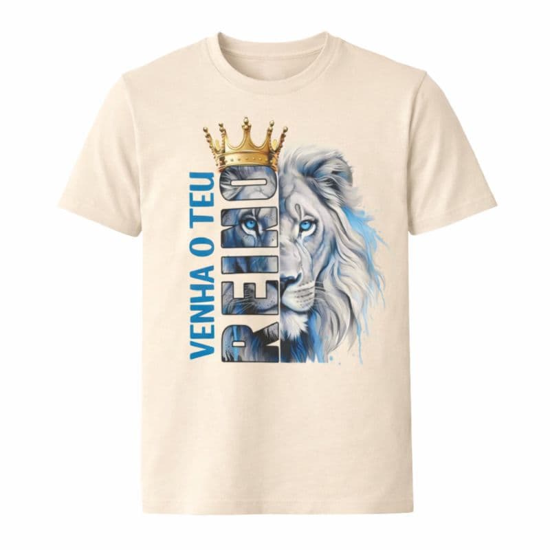 Camiseta Masculina Leão YESHUA REI VENHA O TEU REINO Estampa Cristã Gospel 100% Algodão
