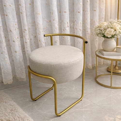 Puff Firenze Decorativo Base Metal Banqueta Para Sala Quarto Sala De Estar Recepção