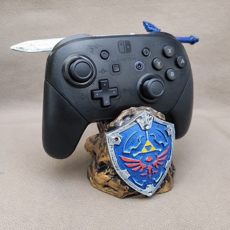 Suporte de Controle Zelda Link Espada Master Sword e Escudo Hylian Shield Pintado a Mao para Pro Controle Switch e PS4
