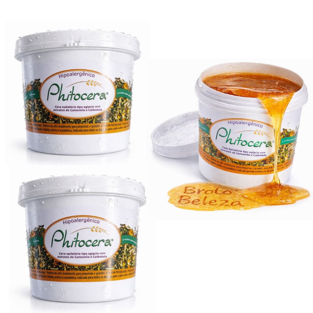 3 Baldes Pote de Cera Phitocera de Micro-ondas Cera Morna com Extratos de Camomila e Calêndula 3x1kg