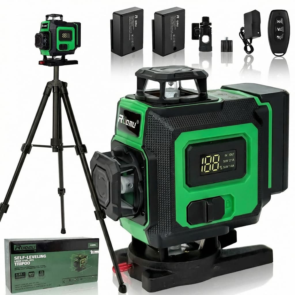 Nivel A Laser Profissional com Tripé 16 Linha Verde 30M Recarregável