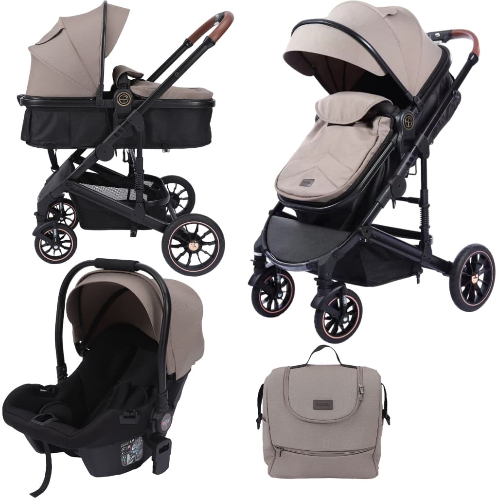 Carrinho de Bebê 3 em 1 com Bebê Conforto – Reclinável, Suspensão Amortecida, Dobrável Compacto, 0 a 3 Anos