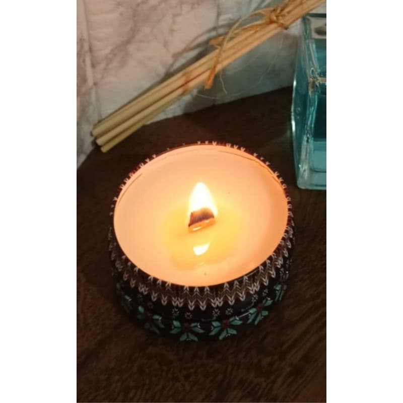 Vela Mandala - vela aromática artesanal em porta vela mandala