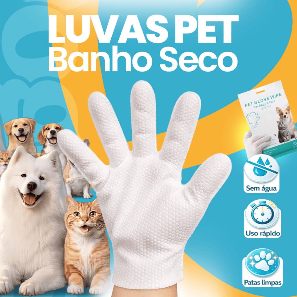 lenço umedecido pet Luva de Banho a Seco Descartáveis Umedecidas Para Pet Higienização 6 Unidades