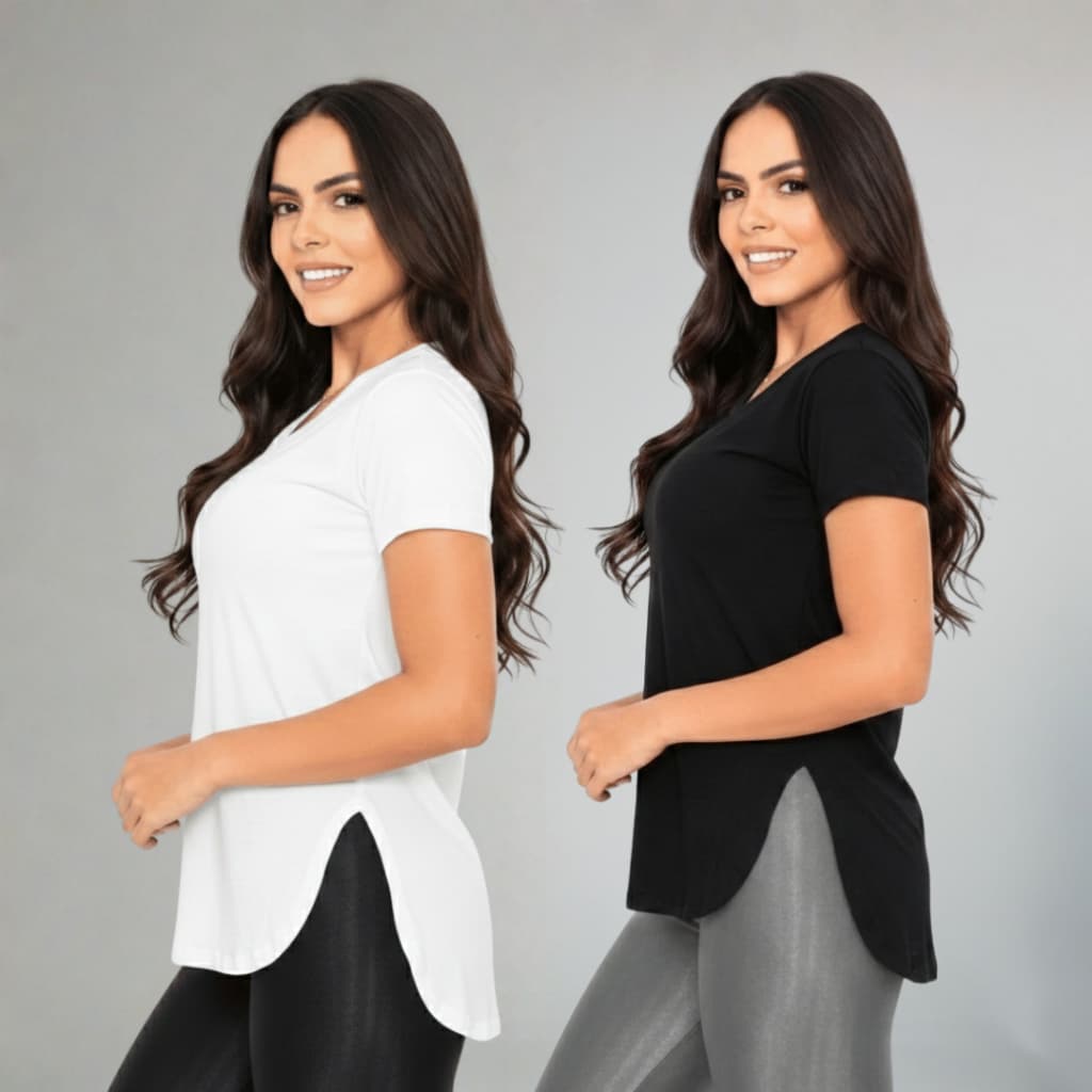 Kit 2 Blusa Feminina Camiseta Tapa Bumbum Academia Fitness Treino