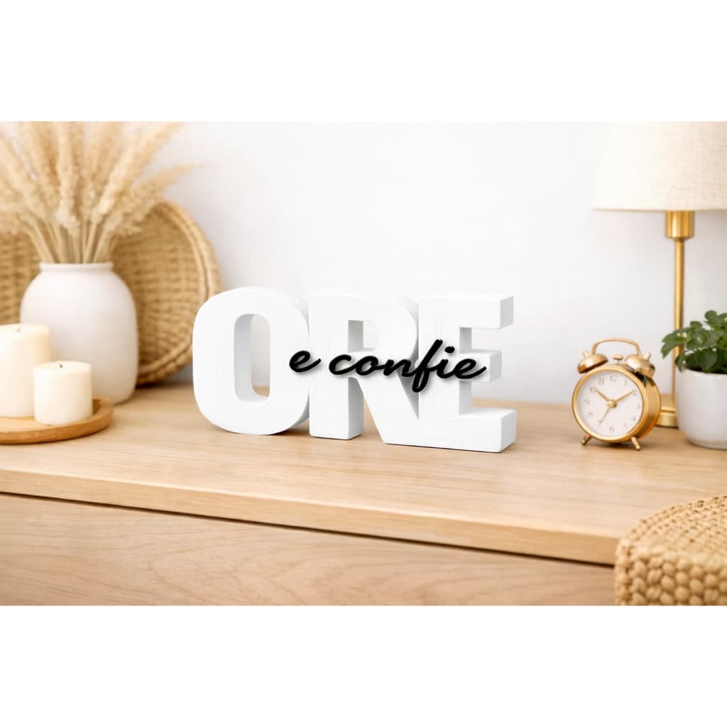Enfeite Decorativo Ore e Confie Frase Cristã para Sala Aparador