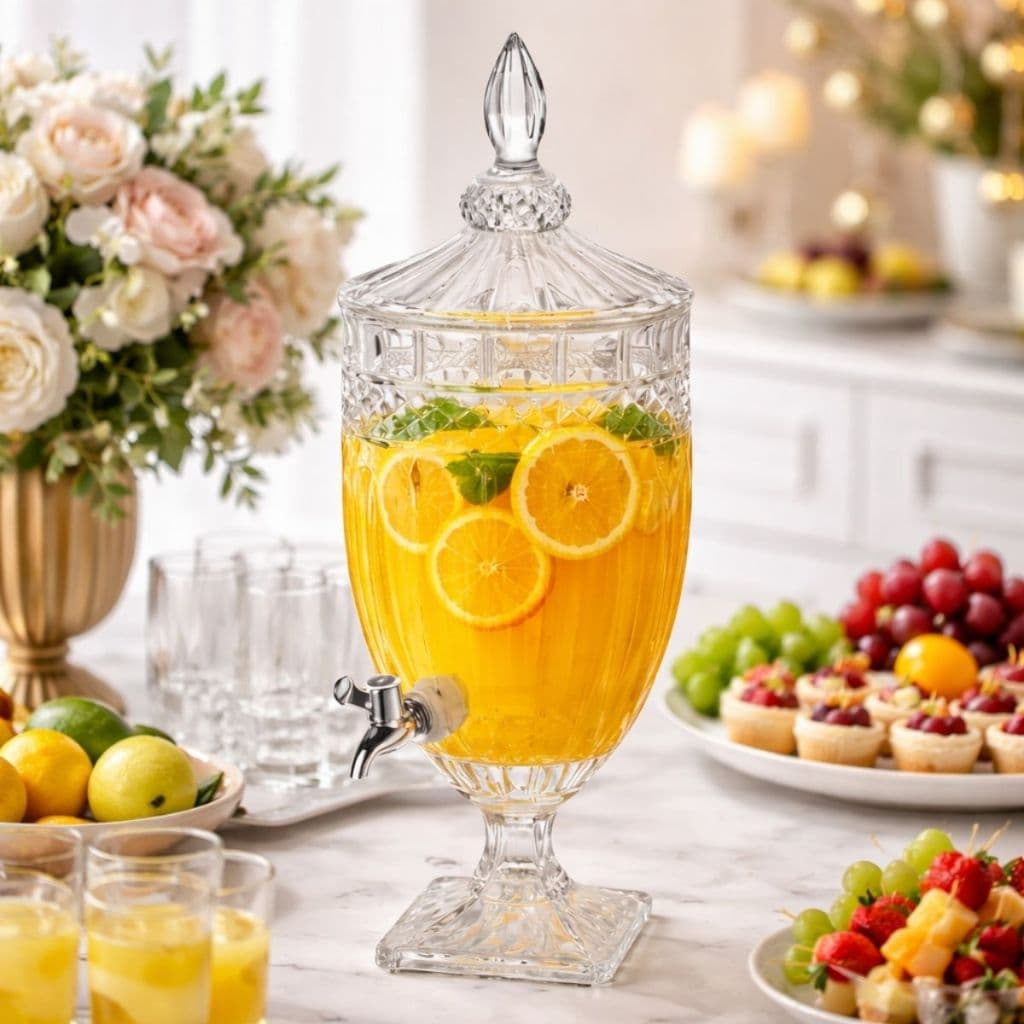 Suqueira de Vidro 4,5L com Torneira em Inox Ideal para Água, Suco e Chá Luxuosa e Moderna
