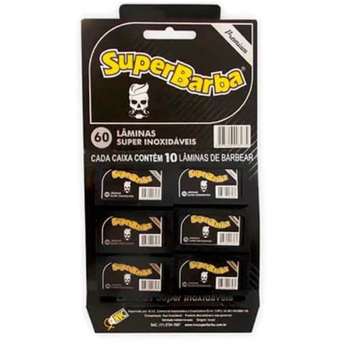Lâmina de Barbear Super Barba Premium Cartela com 60 Unid