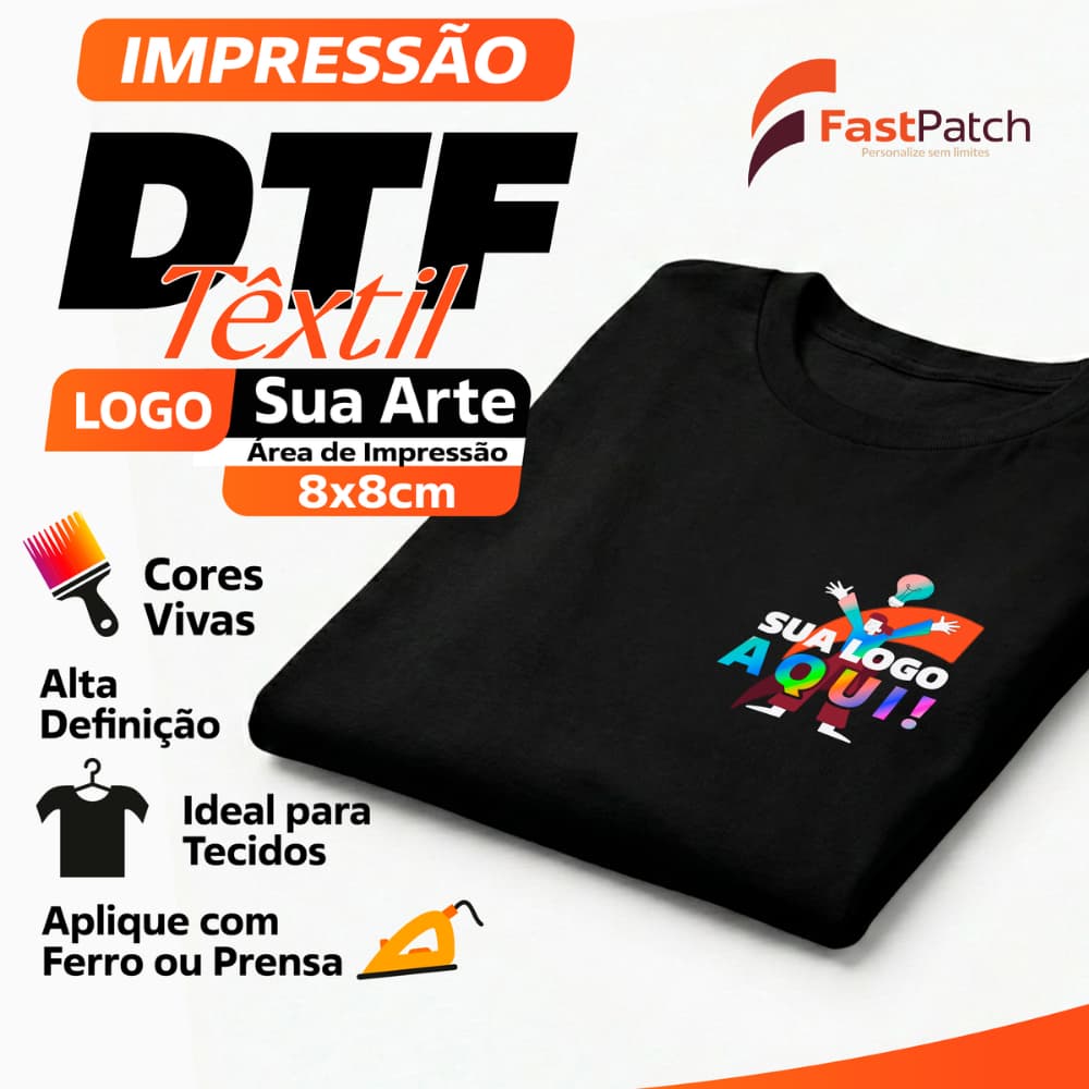 Kit 10 Logotipos 8cm Personalizados Termocolantes Dtf Camiseta Uniforme Equipe Logo Empresa