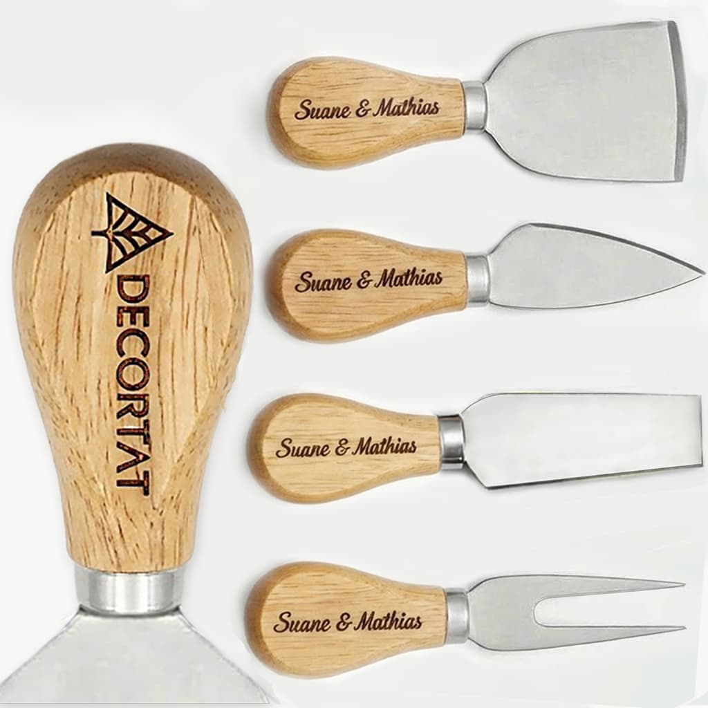 Kit Facas Para Queijo Personalizadas Presente de Casamento e Festa Padrinhos Gravação a Laser Aço 1