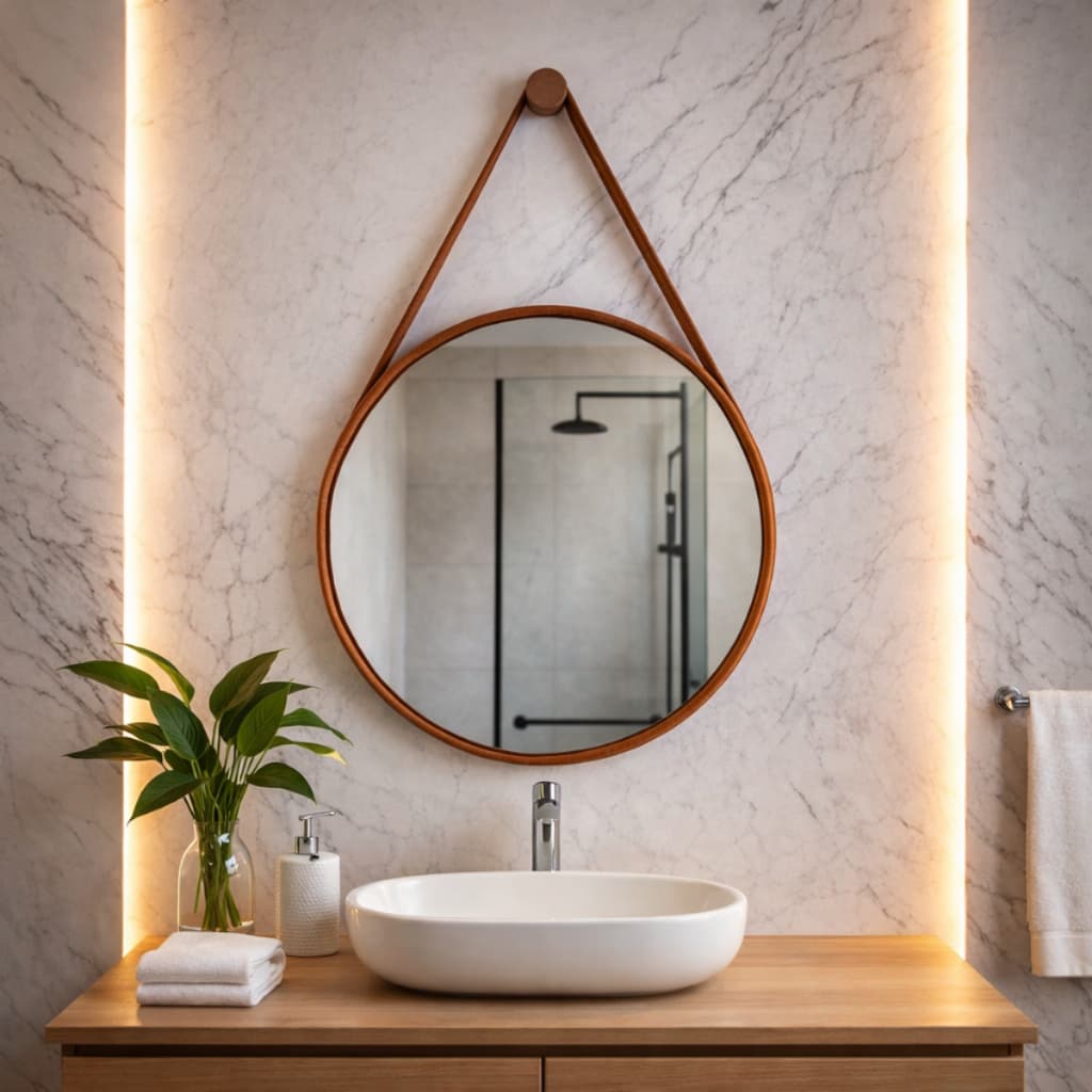 Espelho Redondo 60cm Adnet Suporte Para Parede Moderno Decorativo