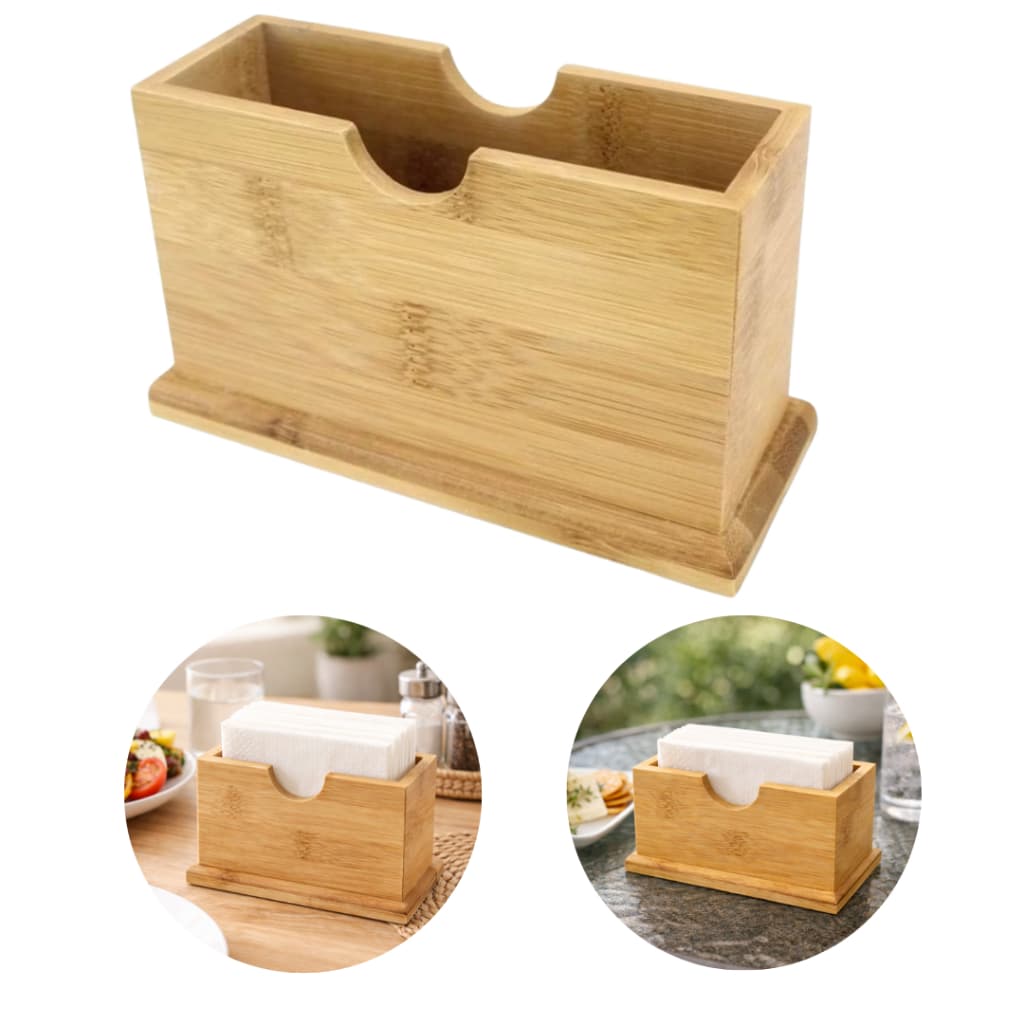 Porta Guardanapo Bambu Decorativo Premium Elegante Organizador para Mesa Cozinha e Área Gourmet