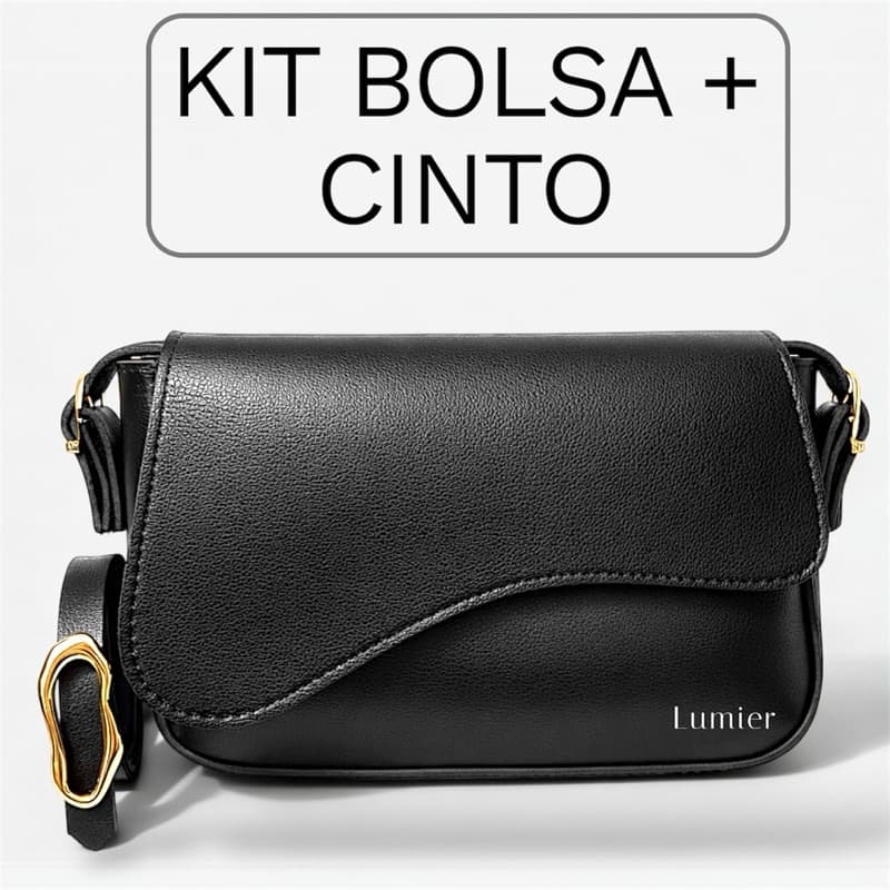 Kit Cinto Femenino + Bolsa Feminina Baguete Mão e Ombro.