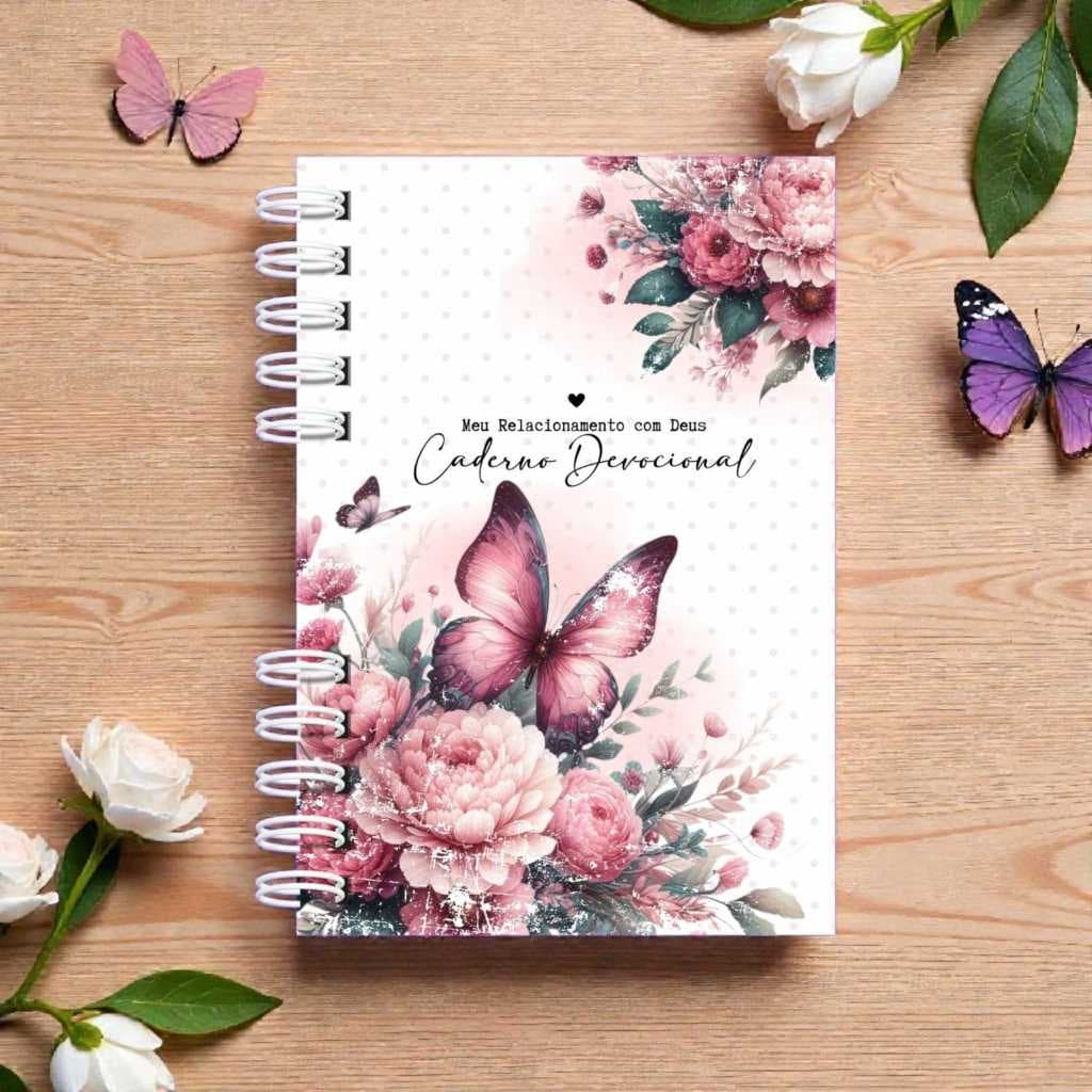 Caderno Devocional Personalizado com nome Feminino Capa Dura A5 Anotações Estudo Bíblico