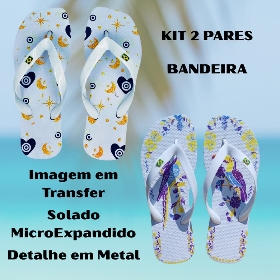 KIT 2 pares Chinelo Brasil Marca Própria Olho Grego SUPER MACIO 100% MICRO EXPANDIDO Pingo de Luz