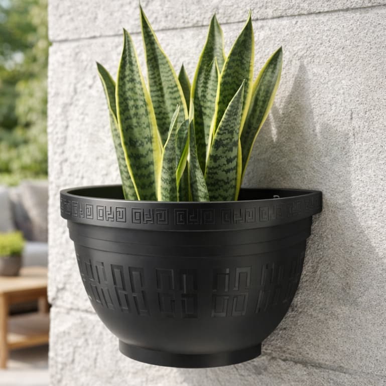 Kit Vasos Parede Meia Lua 2,5 Litros Jardim Vertical Plástico Resistente Decoração Planta Marrom