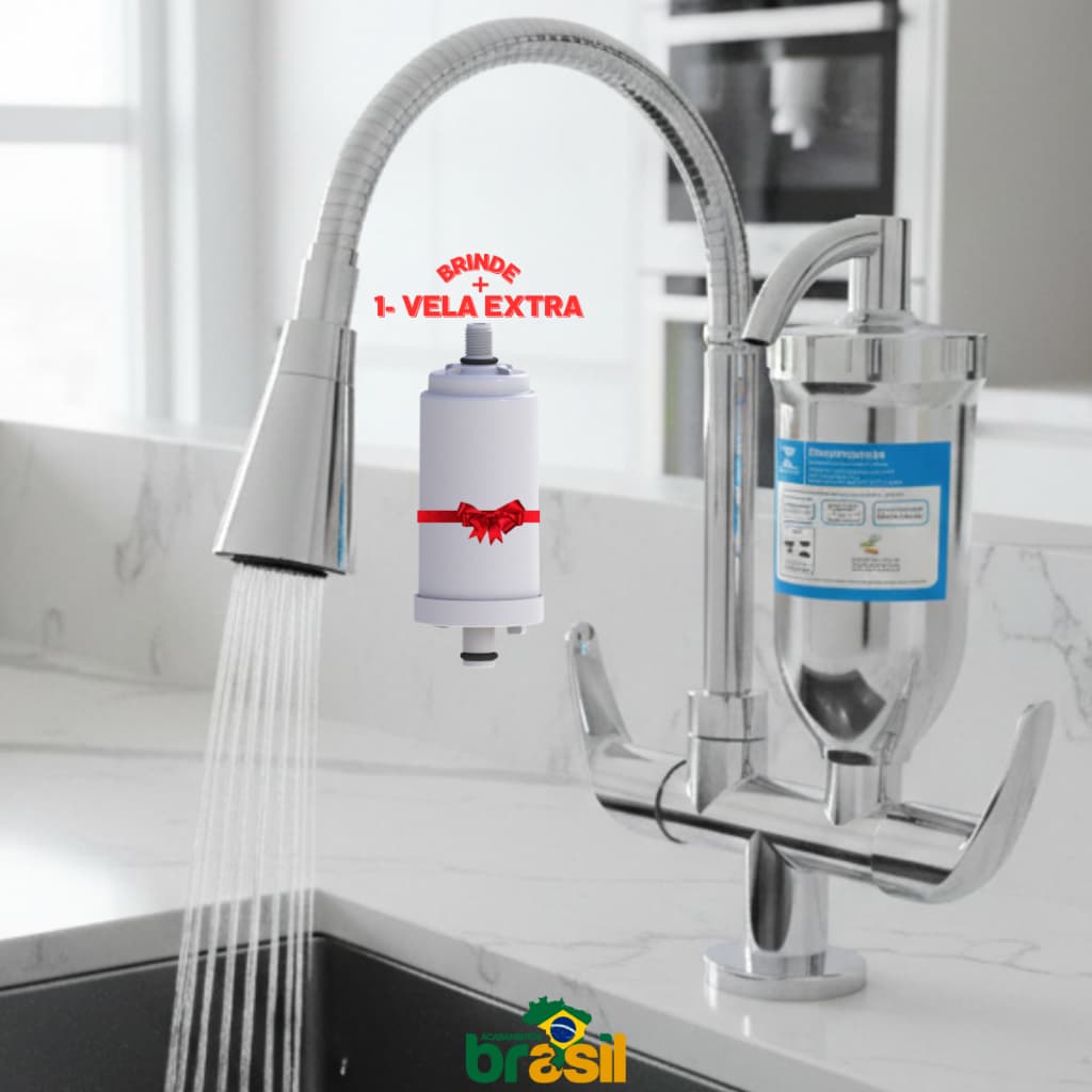 torneira filtro inox cromado cozinha gourmet vela refil carvao ativado 1 filtro extra bancada