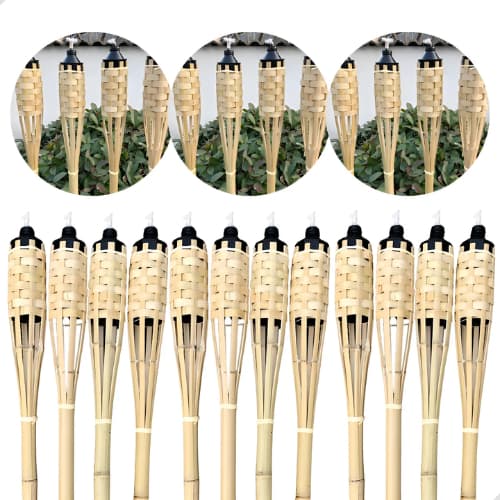 Kit 6 Tocha Bambu 120cm Lamparina Festa Temática Decoração Tropical Natal Ano Novo Casamento Luau
