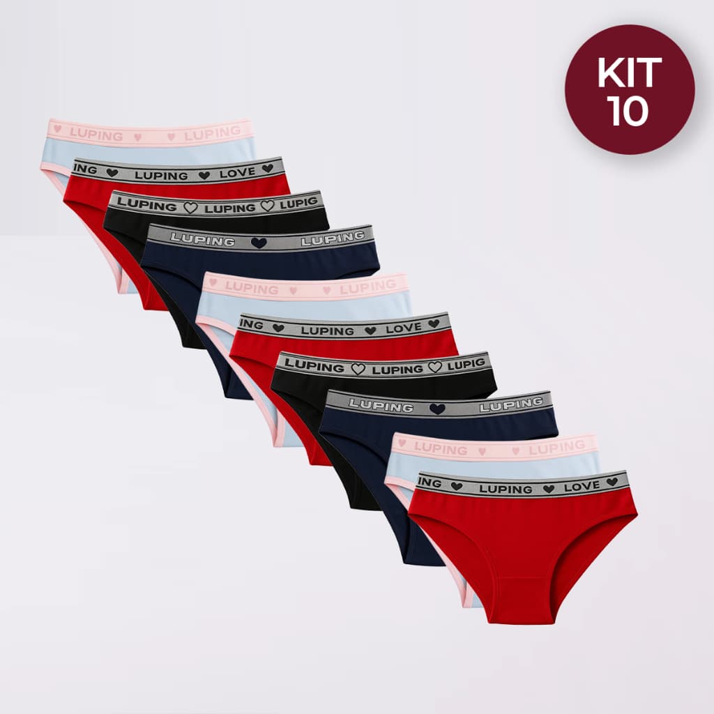 Kit 10 Calcinhas Feminina Cós Alto Suavidade, Sustentação e Conforto Diário