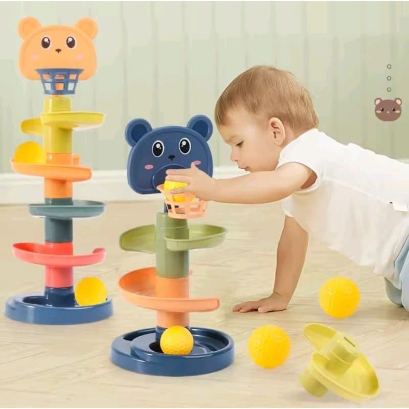 Brinquedo- Torre de Bolas Giratória Montessori com Cores Vibrantes para Bebês e Crianças Presente/chá de bebê ✨️