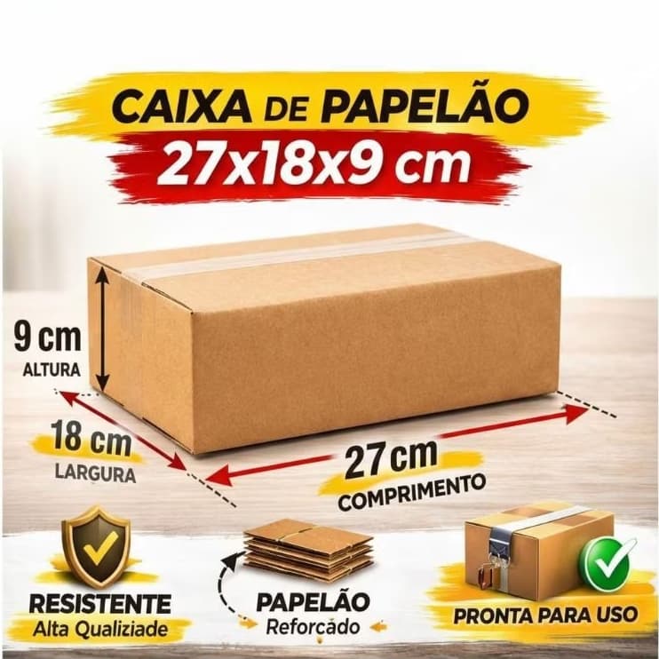 Kit Caixa Papelão 27x18x9 Envio Correios Ecommerce Resistente