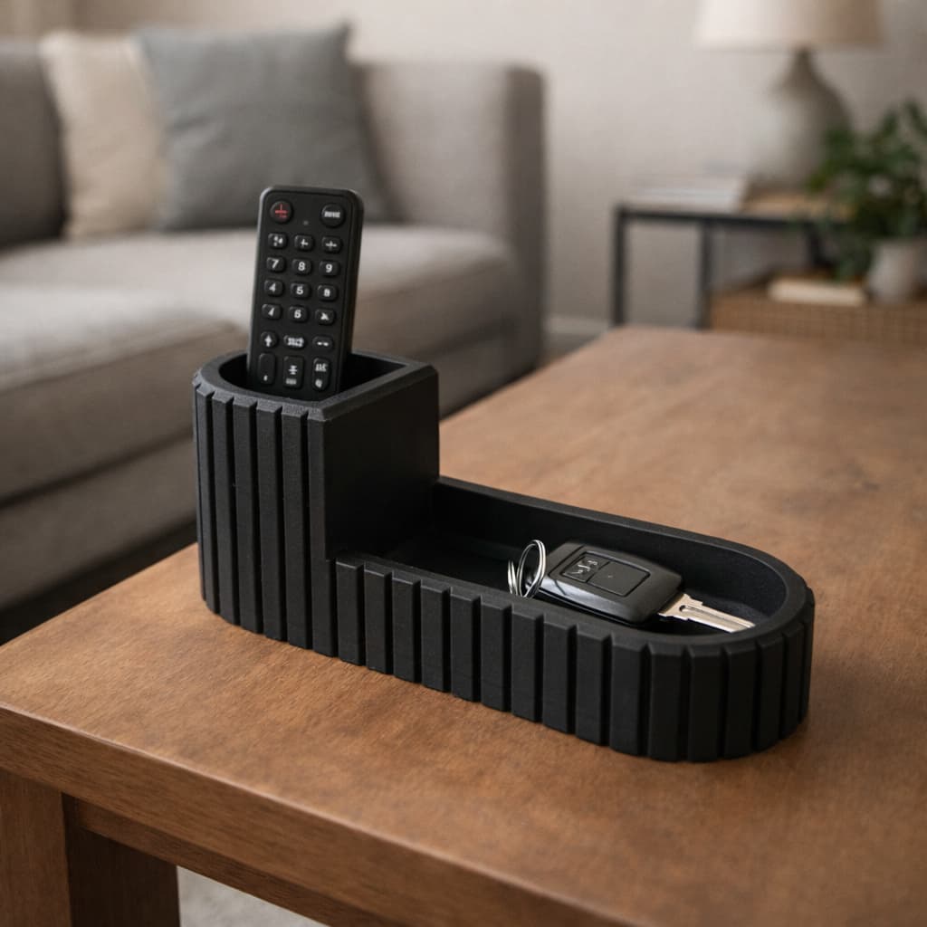 Porta Controle + Organizador de Objetos | Suporte 2 em 1 com Bandeja Designer Premium