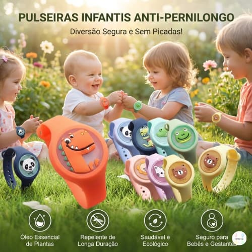 Pulseira Repelente Infantil Natural – Antimosquito Seguro para Bebês e Crianças